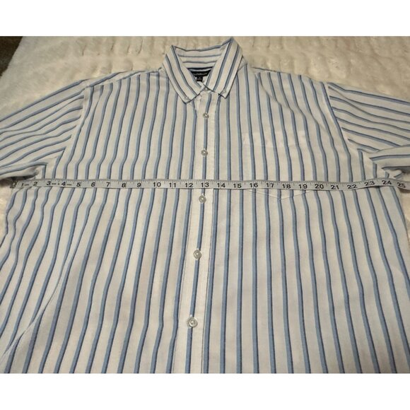 Men's Croft & Barrow Striped Button-Down White Dress Shirt Cotton Blend Size L - Picture 7 of 16